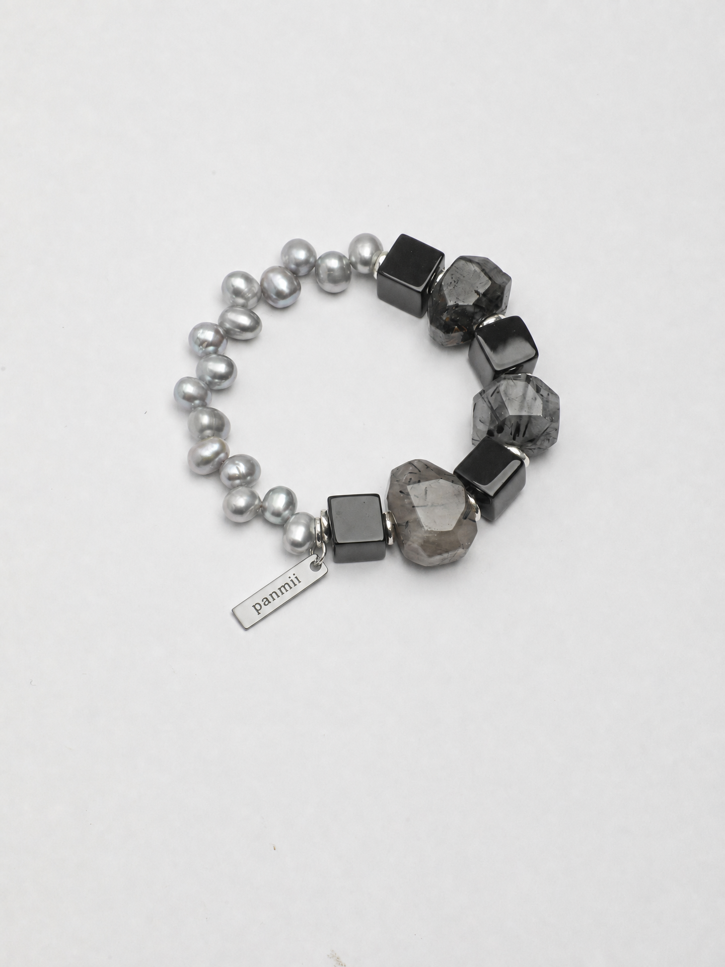 Black Agate Black Crystal Freshwater Pearl Bracelet