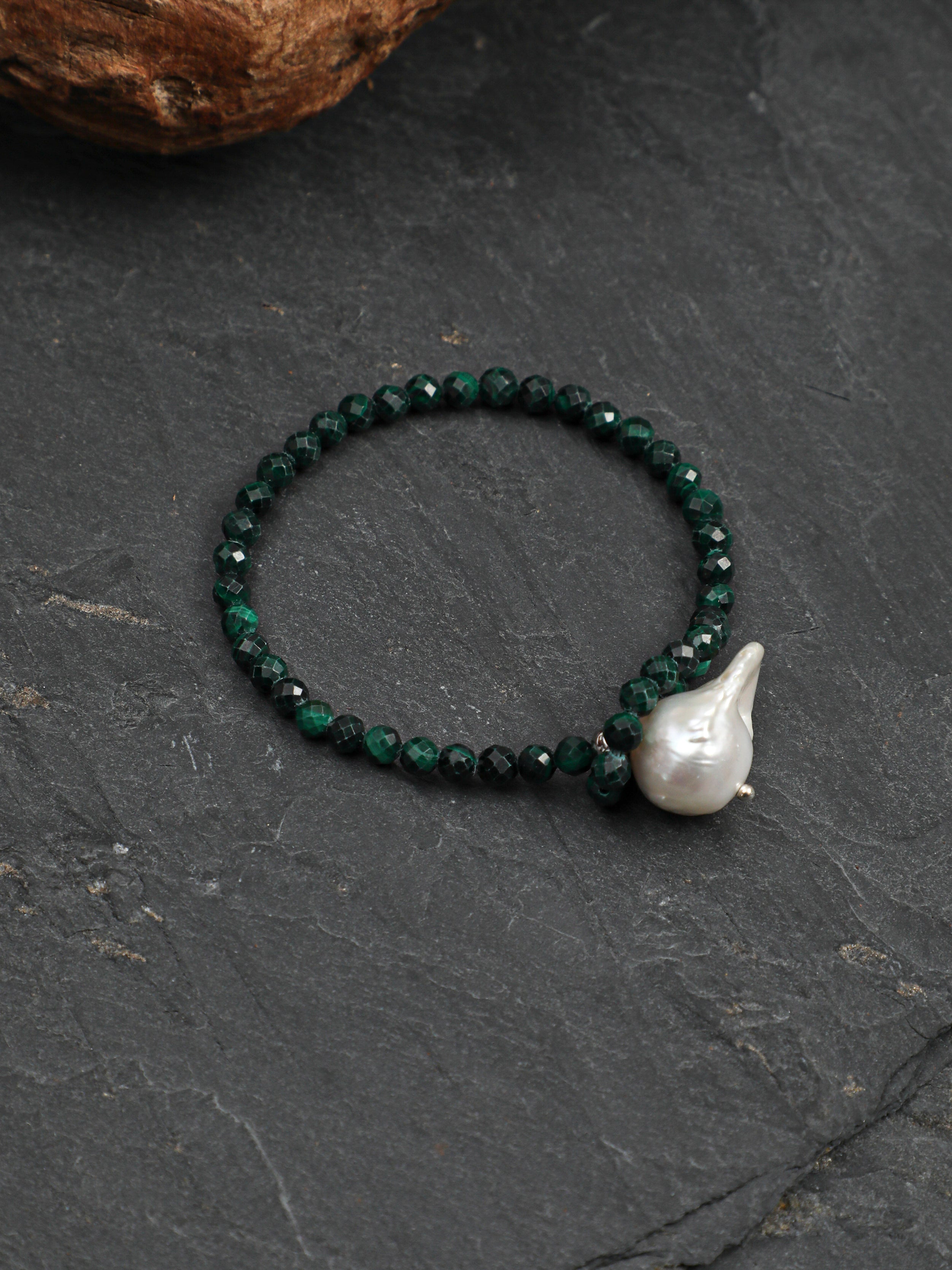 Malachite baroque pearl bracelet