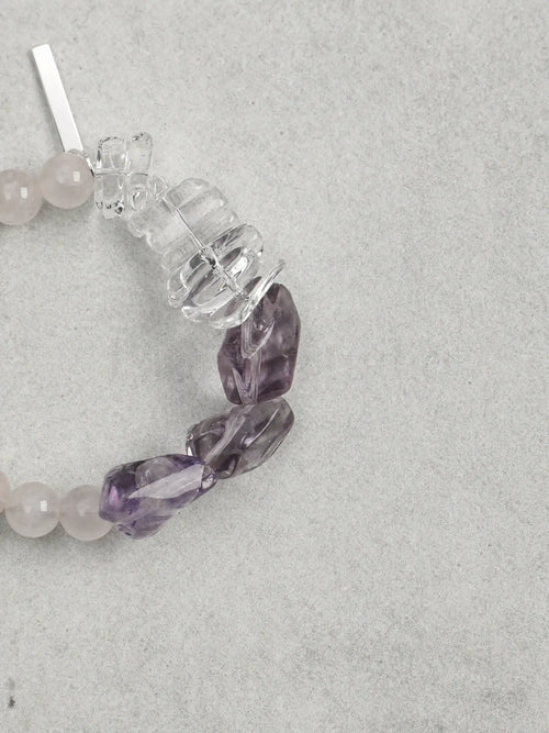 Amethyst pink crystal freshwater pearl bracelet