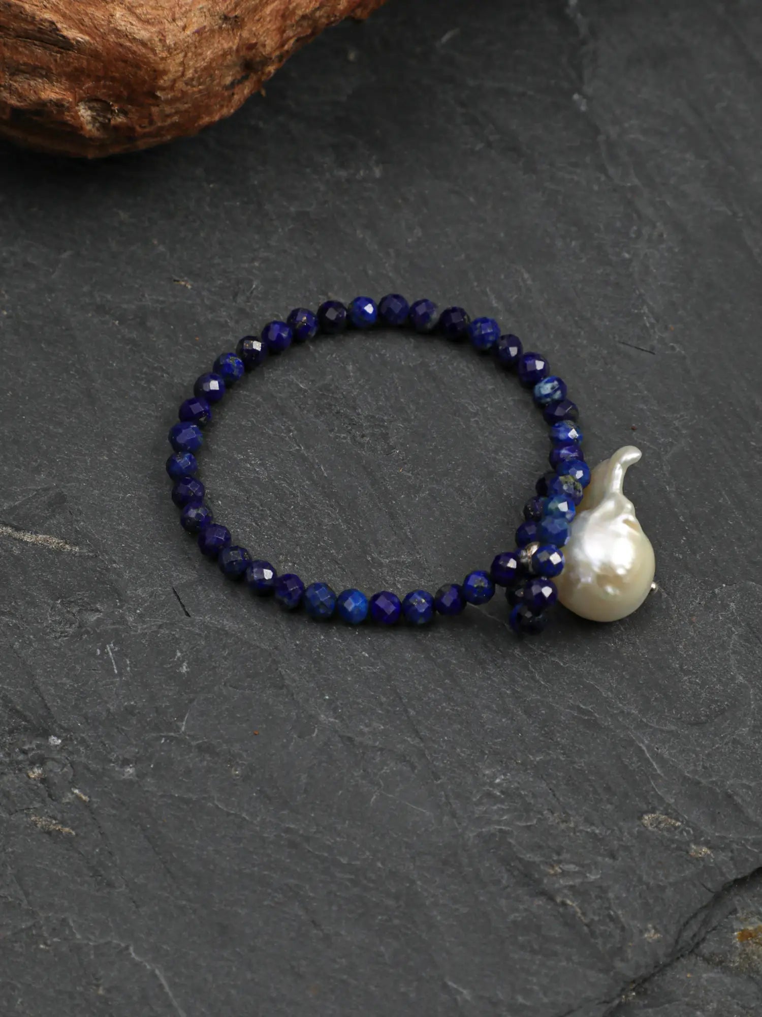 Blue Amber baroque pearl bracelet