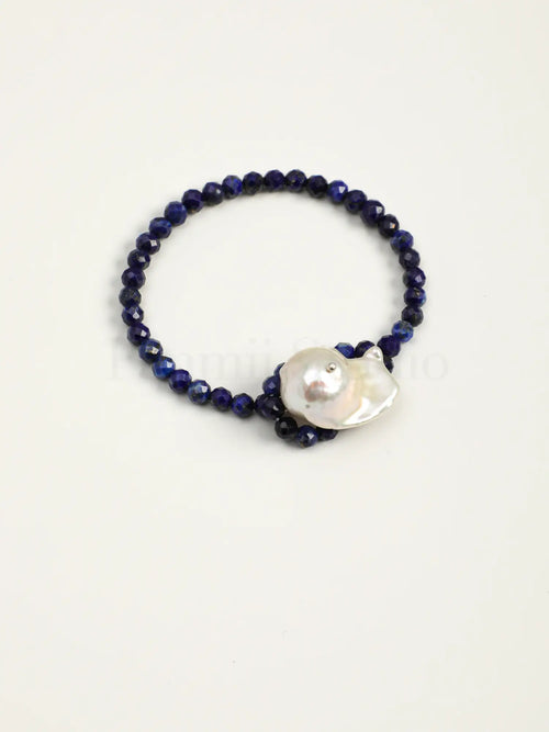 Blue Amber baroque pearl bracelet