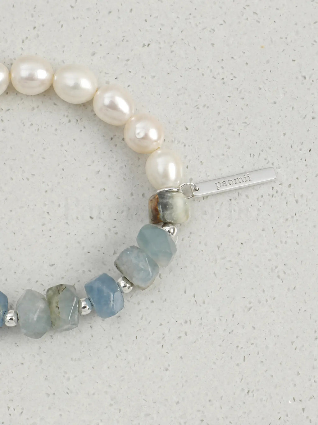 Blue crystal freshwater pearl bracelet