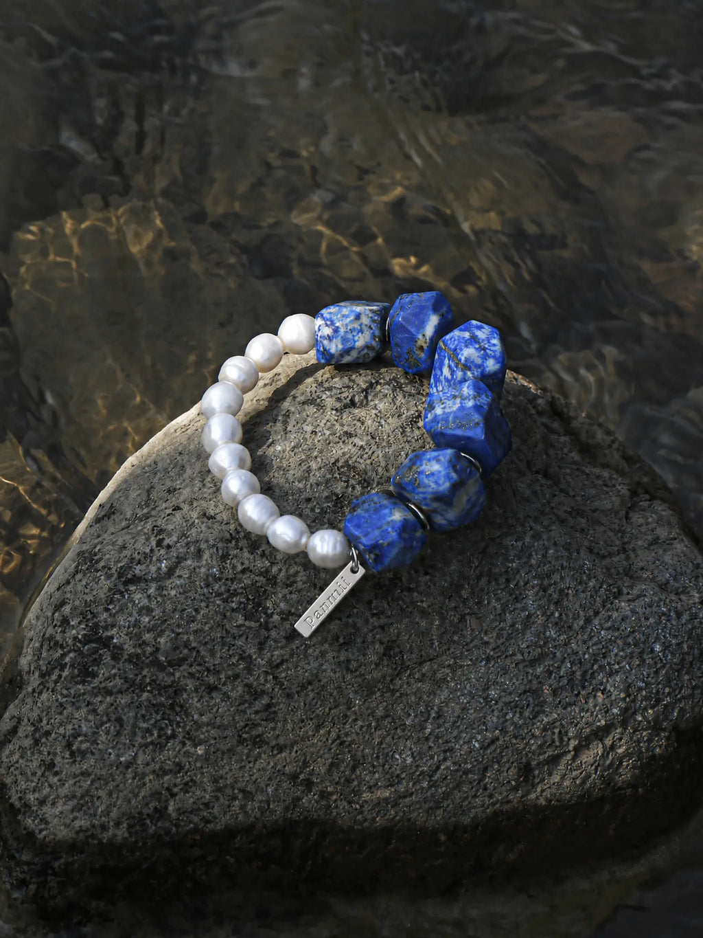 lapis lazuli crystal freshwater pearl bracelet