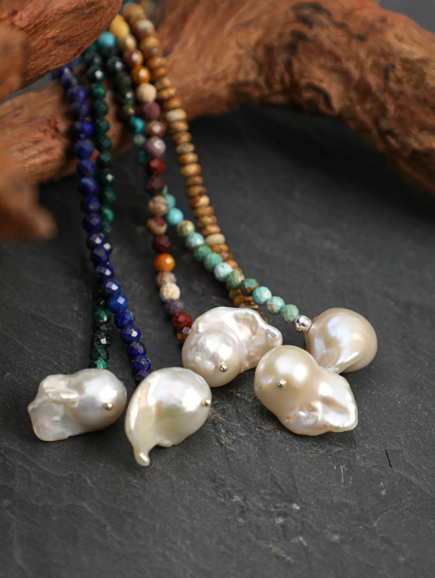 Malachite baroque pearl bracelet