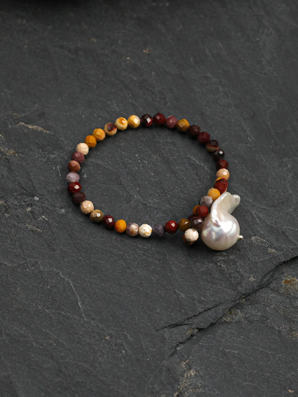 Mookaite baroque pearl bracelet