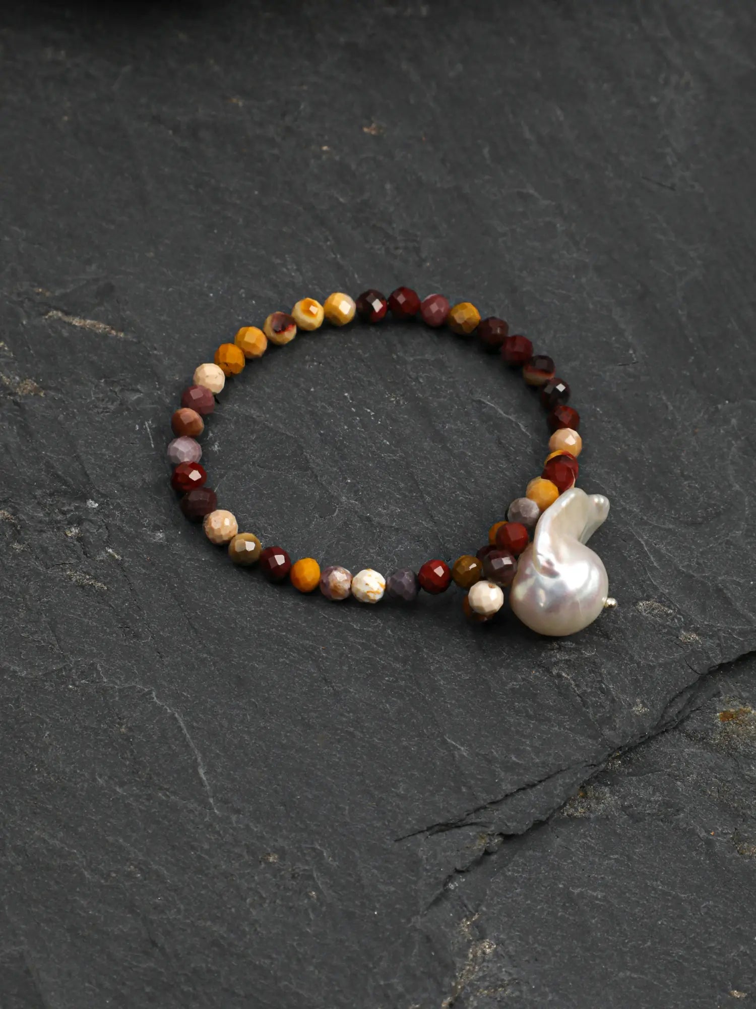 Mookaite baroque pearl bracelet