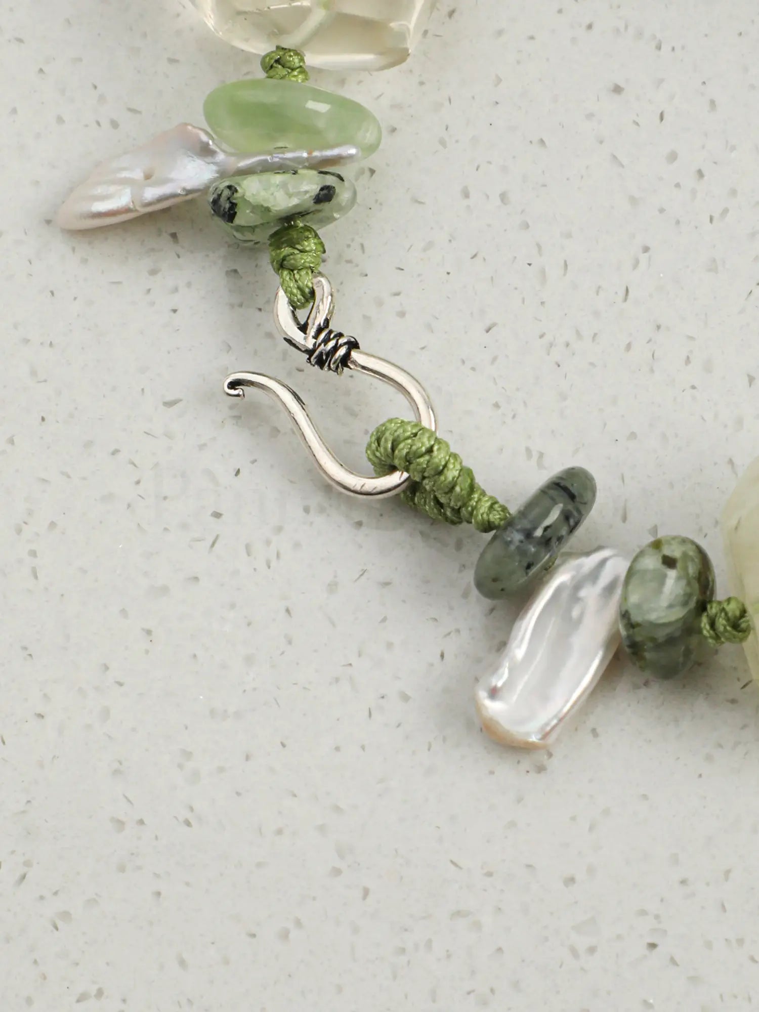 prehnite yellow crystal freshwater pearl braclet
