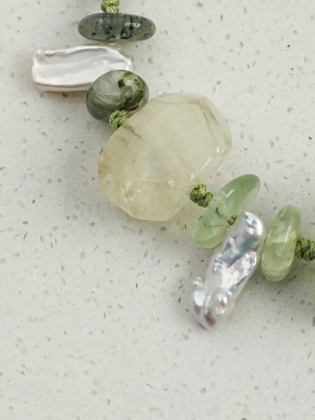 prehnite yellow crystal freshwater pearl braclet