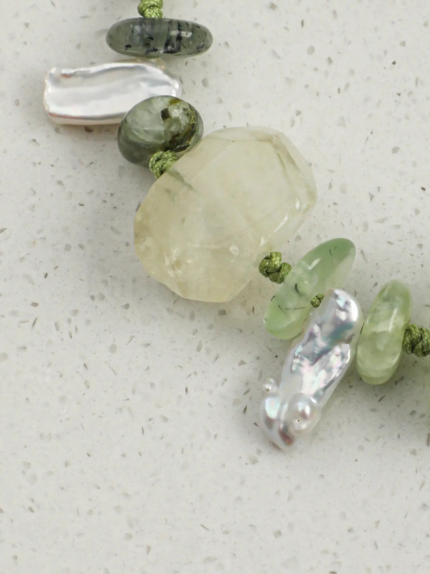 prehnite yellow crystal freshwater pearl braclet