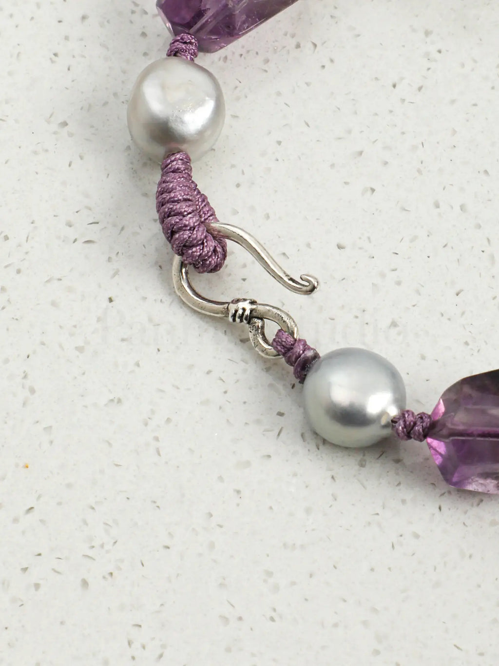 White crystal Amethyst Baroque pearl bracelet