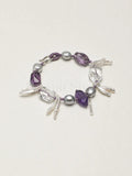 White crystal Amethyst Baroque pearl bracelet