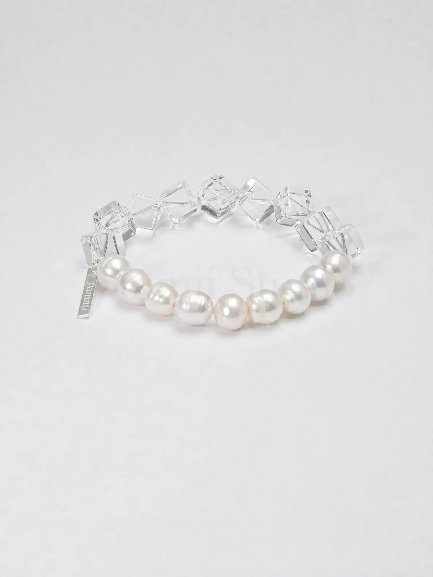 white crystal freshwater pearl bracelet