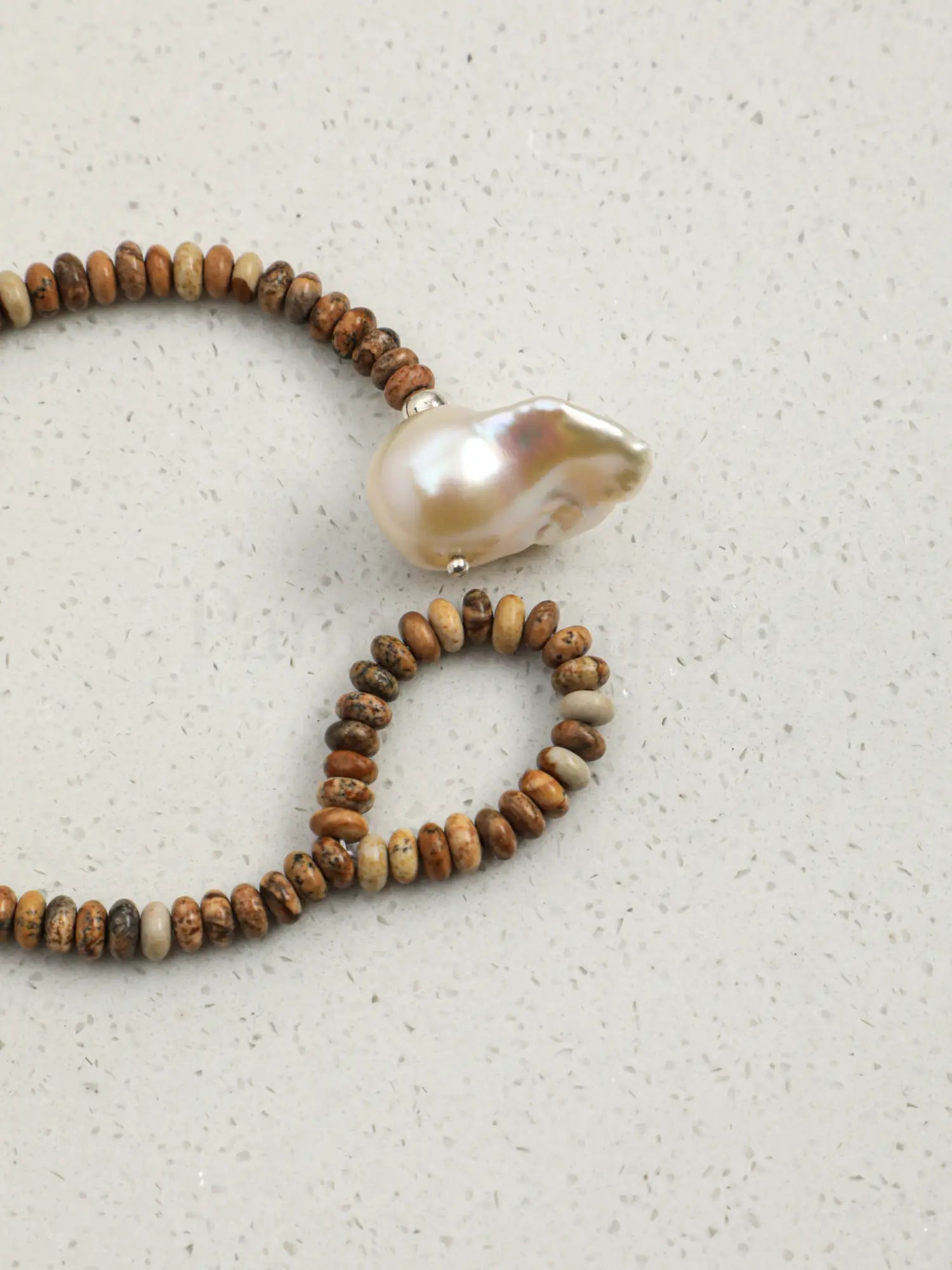 Wood grain stone baroque pearl bracelet