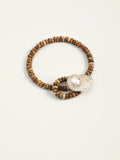 Wood grain stone baroque pearl bracelet