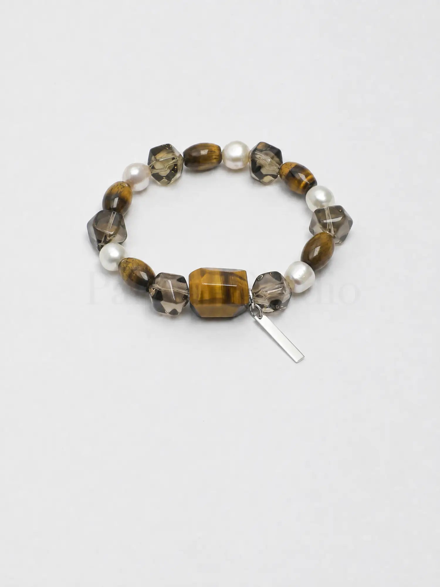 Yellow Tiger’s Eye Smoky Quartz Freshwater Pearl bracelet