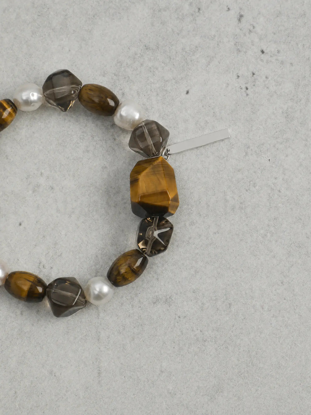 Yellow Tiger’s Eye Smoky Quartz Freshwater Pearl bracelet