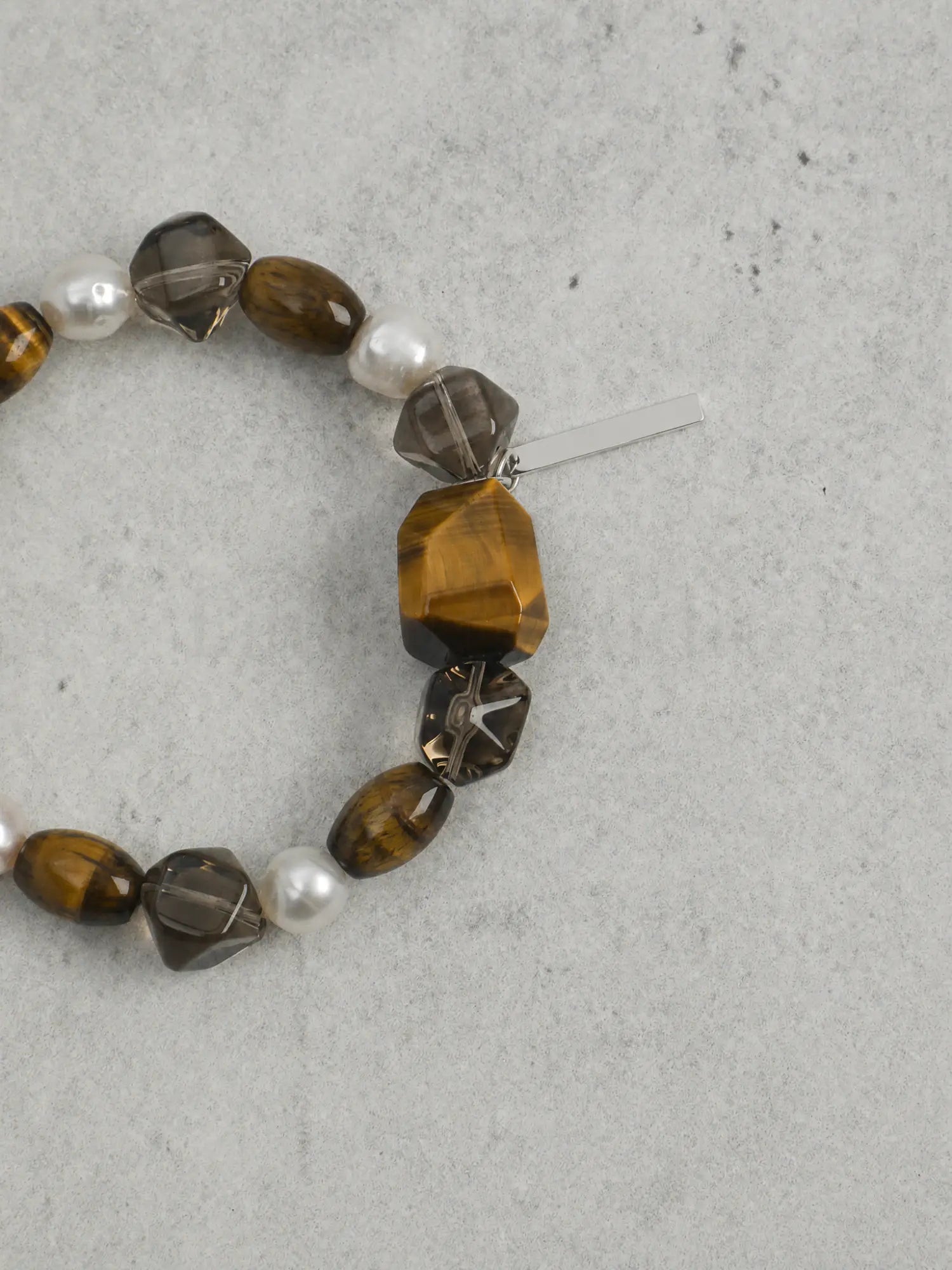 Yellow Tiger’s Eye Smoky Quartz Freshwater Pearl bracelet